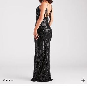 Pauline Formal Sequin Draped Bead Mermaid Dress